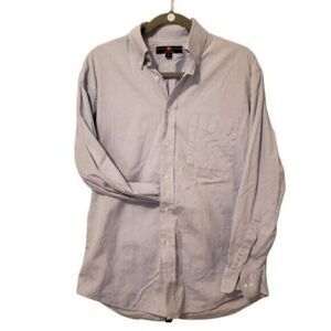 Members Mark Mens Sz 15 Blue  Solid Long Sleeve Dress Shirt